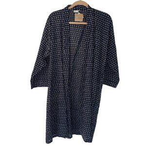 Gray Market Womens Robe Black White One Size Kako Block Printed Pure Cotton NWT